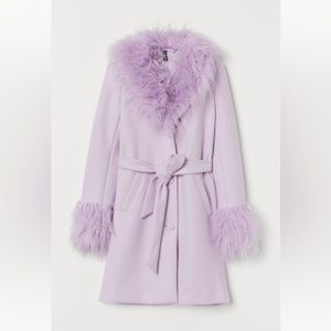 EUC H&M Faux Fur Trimmed Trench